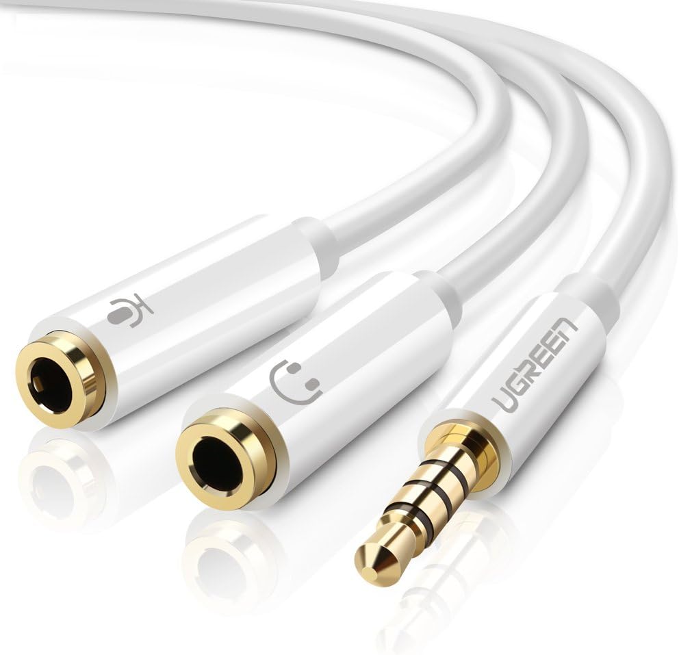 Mikrofon ve Kulaklık Ayırıcı 3.5 mm Y Kablo Beyaz