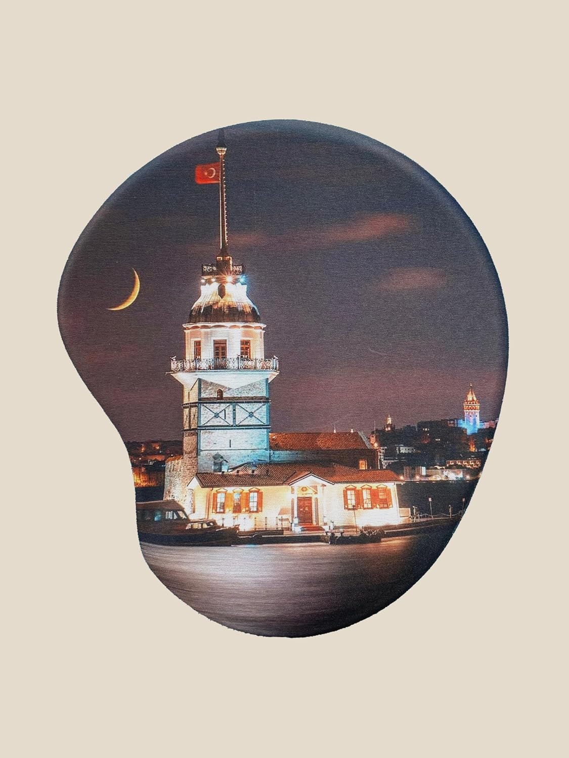Türkiye Serisi - Kız Kulesi Gece Baskılı Bilek Destekli Mouse Pad