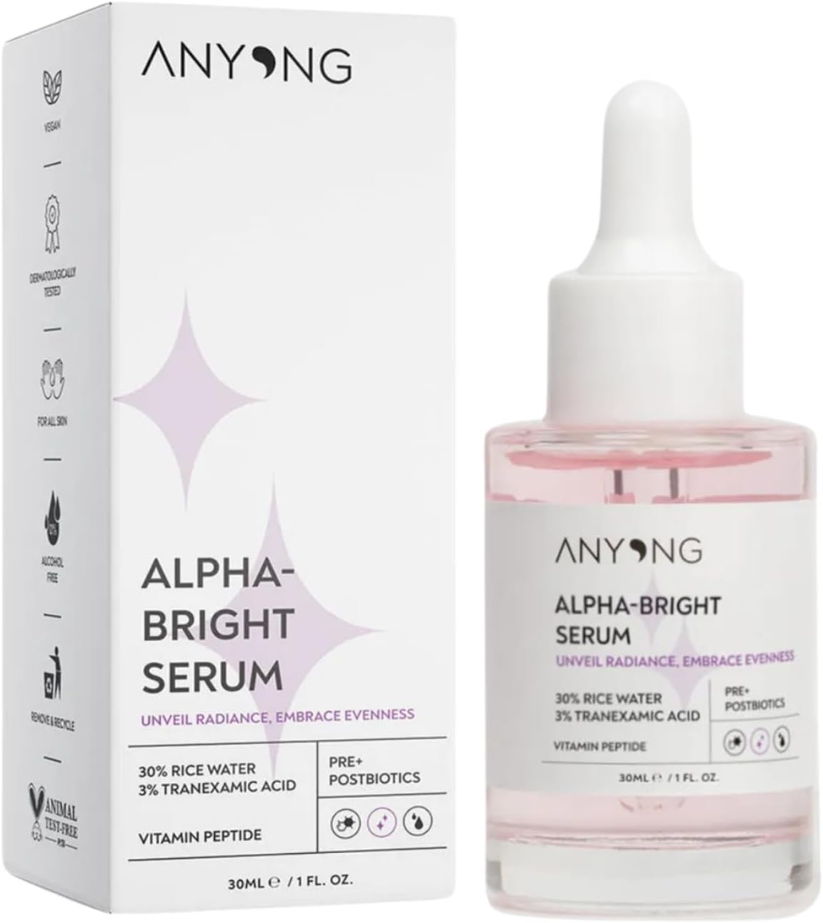 Alfa Arbutin Aydınlatıcı, Leke Karşıtı, Ton Eşitleyici Serum 30 ml (Pirinç Suyu & Traneksamik Asit)