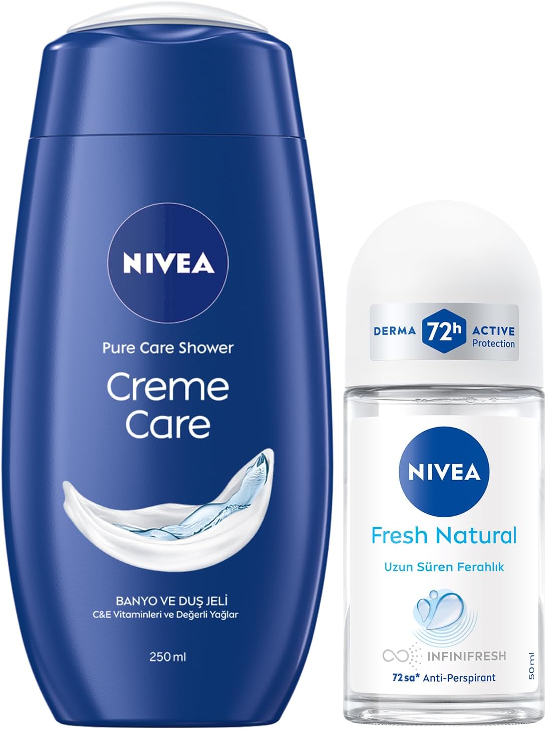 Creme Care Nemlendirici Duş Jeli 250ml ve Roll-on Deodorant Fresh Natural 50ml, 72 Saat Ter Koruması