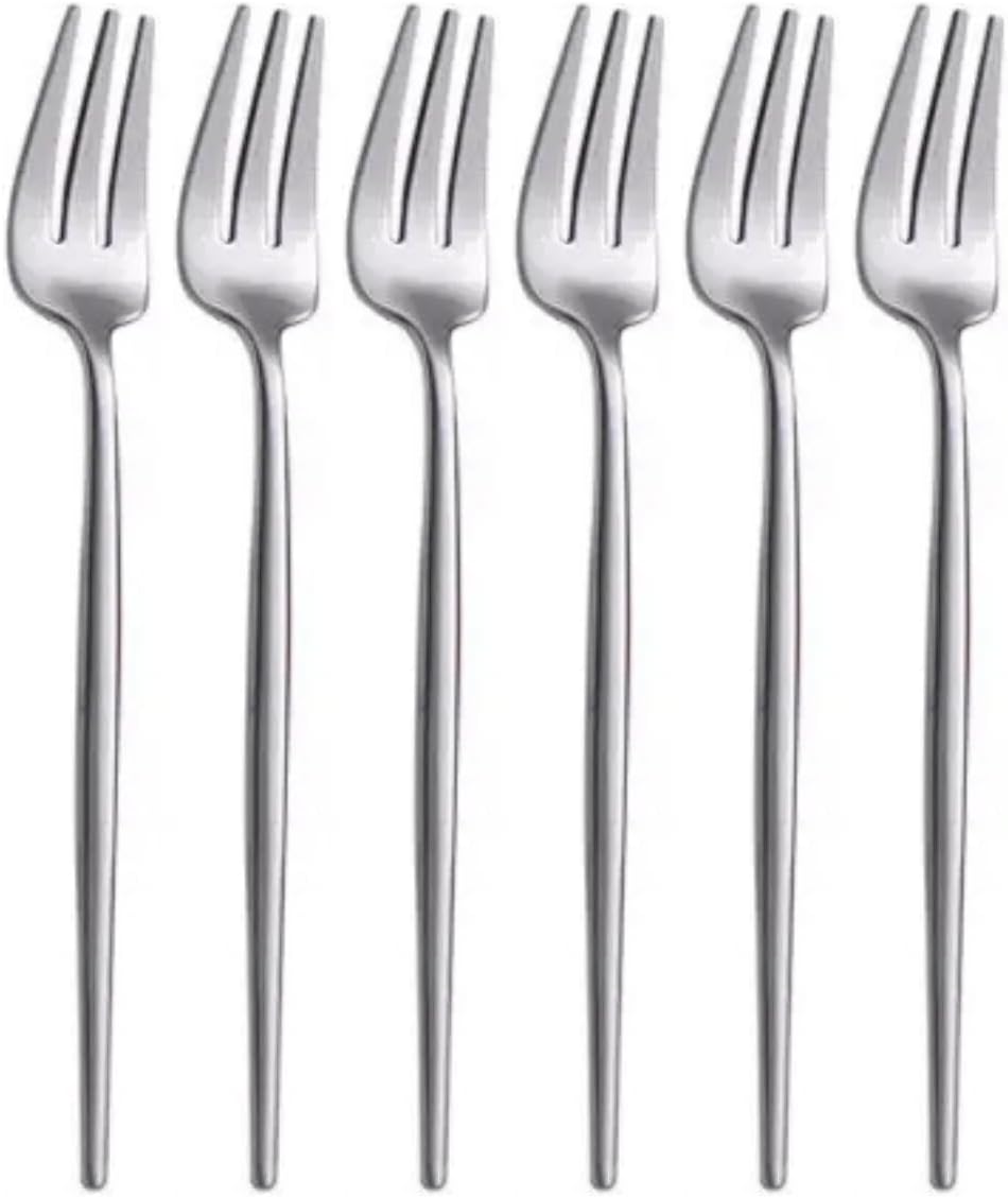 Limon ve Fondü Çatalı Seti, Gümüş Renk, 6 Parça, Çelik, 13 cm