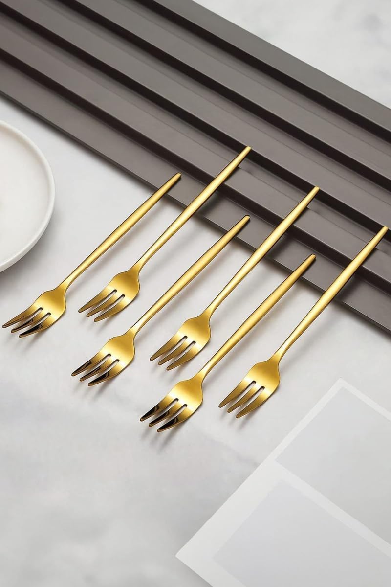 410 Çelik 6 Adet Gold Renk Tatlı ve Meyve Çatalı cin611sr-6