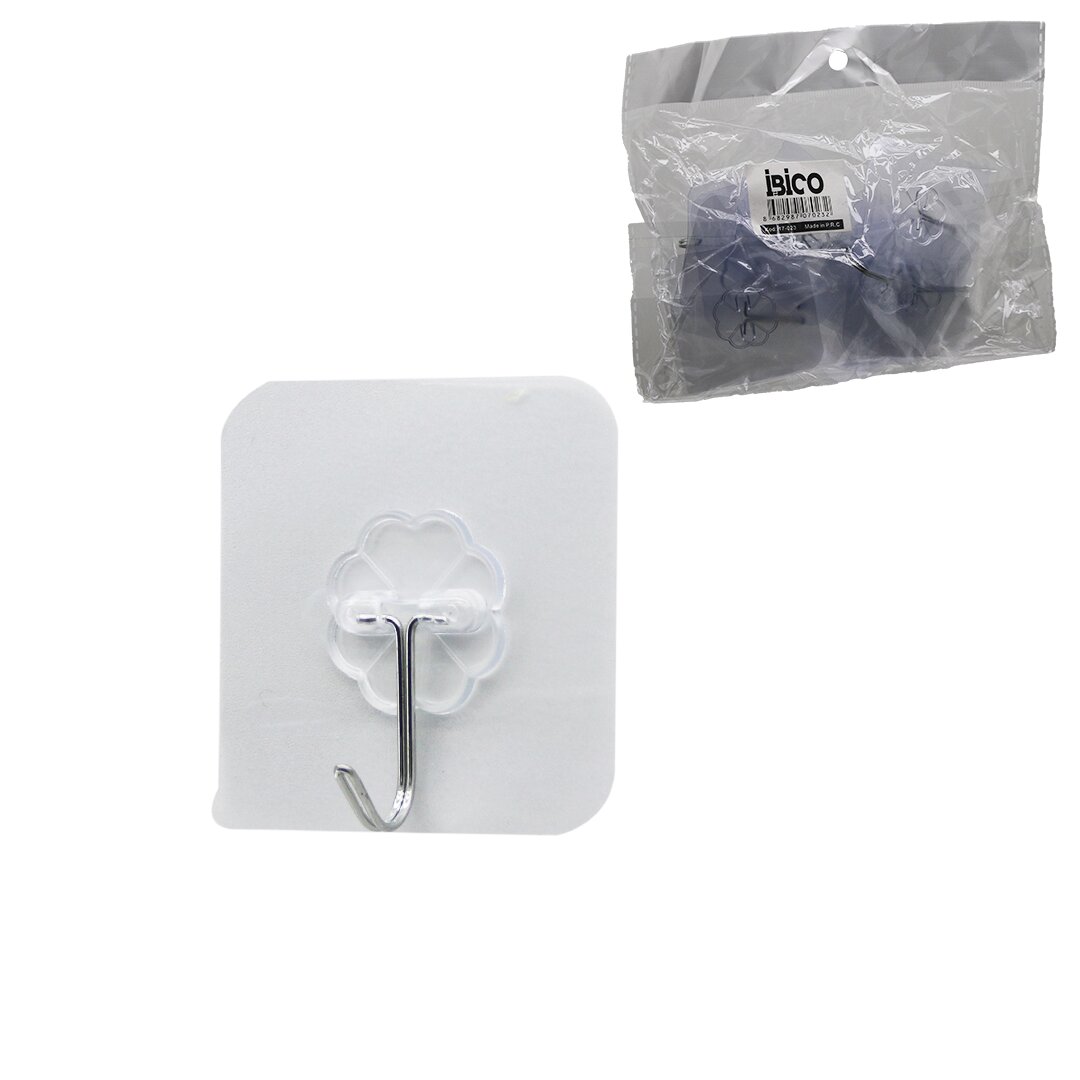 Askı 10PCS Tekli Metal Uçlu Mika Kristal Pls. Tabanlı Şeffaf Pvc Yapışkanlı Montaj