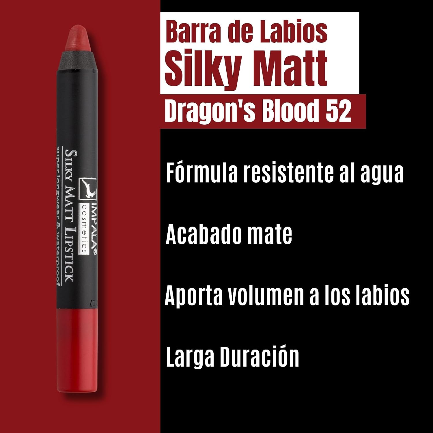 Dudak Kalemi - Silky Matt Lipstick - Uzun Süre Kalıcı & Suya Dayanıklı No 52 Dragon'S Blood