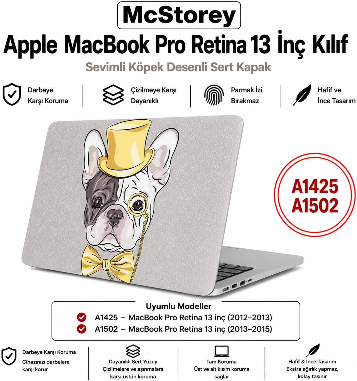 MacBook Pro Retina 13 İnç Kılıf A1425 A1502 Uyumlu Köpek Desenli Sert Kapak Kılıf Mat Hard Case İnce Hafif Çizilme Koruyucu Laptop Kılıfı Dog 61