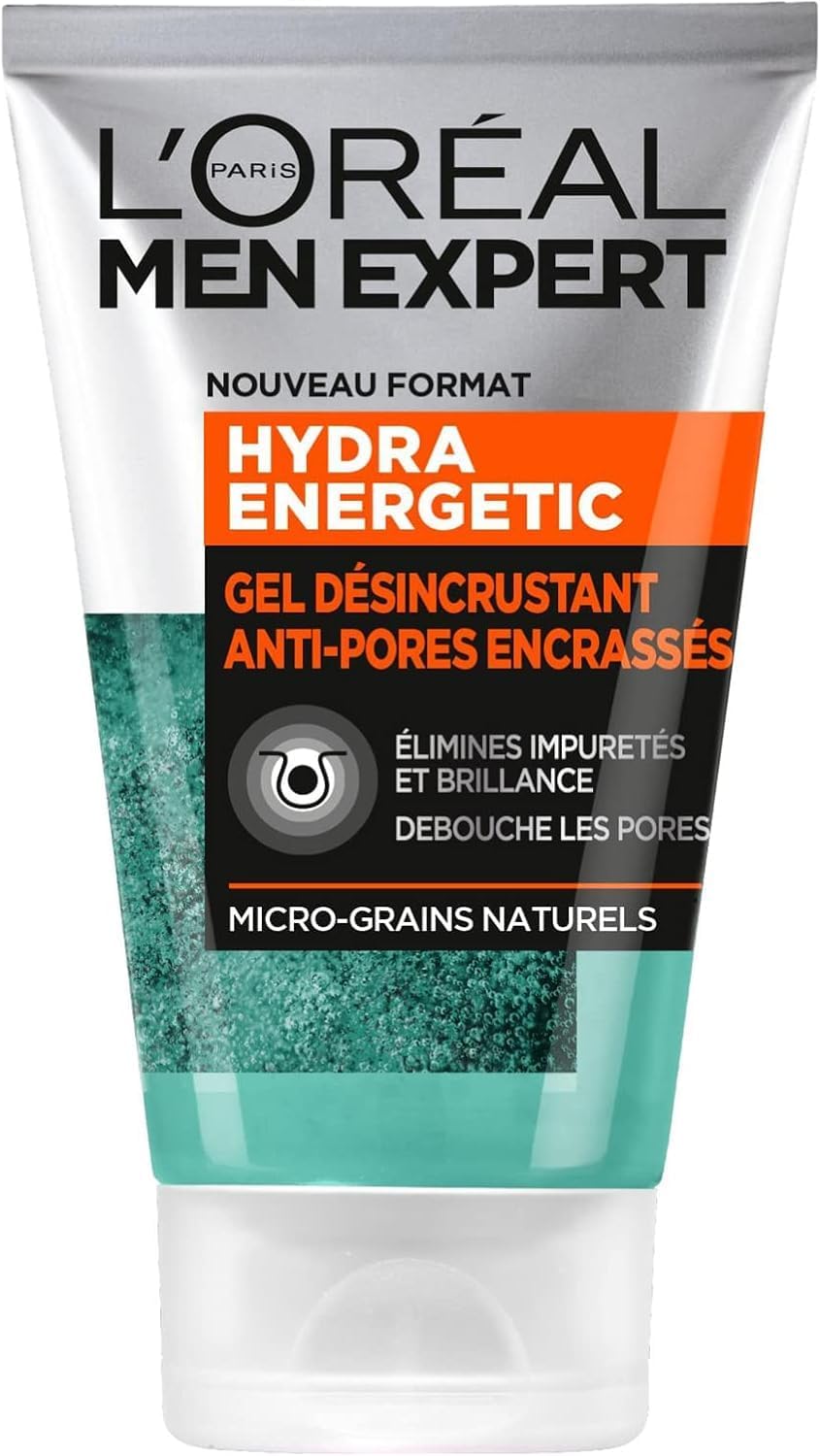L'Oreal Paris Men Expert - Erkekler İçin Gözenek Açıcı Temizleme Jeli - Peeling Etkili Yüz Bakımı - Doğal Mikro Taneciklerle Zenginleştirilmiş - Tüm Cilt Tipleri İçin - Hydra Energetic - 100 Ml