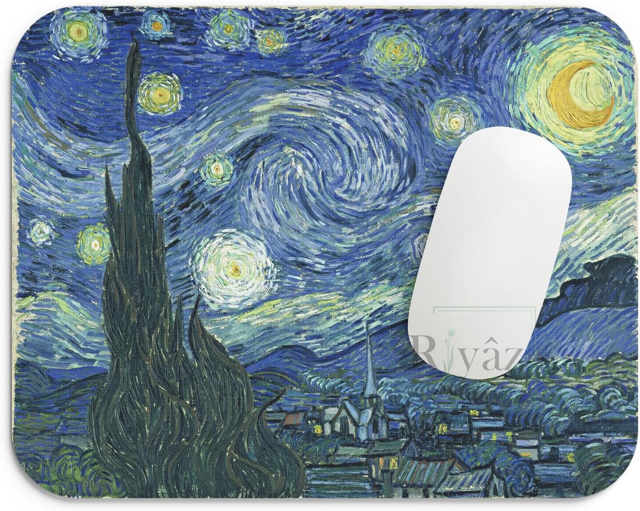 Van Gogh Yıldızlı Gece - Dikdörtgen Mouse Pad, 17,5 cm x 21,50 cm