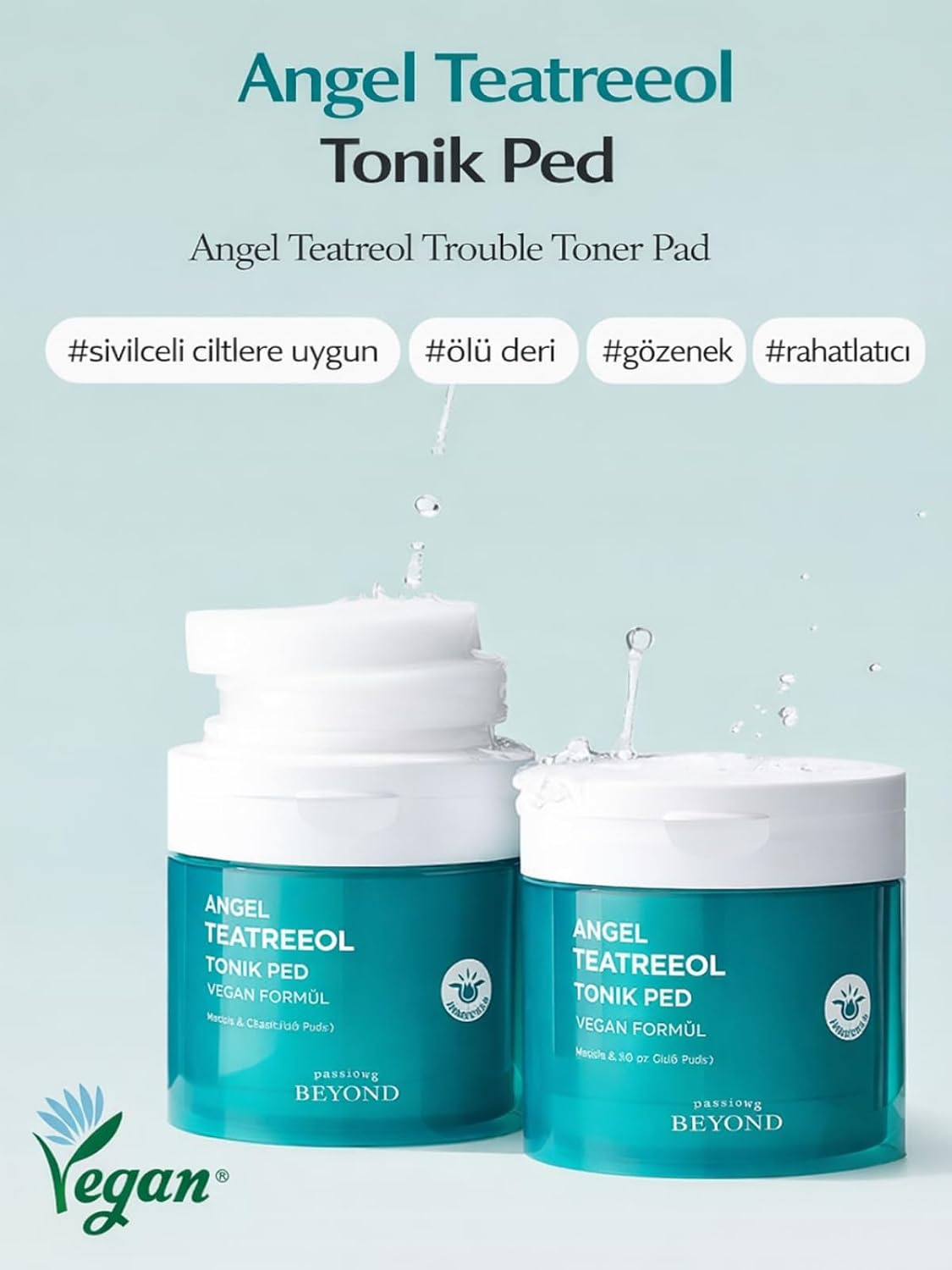 PASSION & BEYOND Angel Teatreeol Trouble Toner Pad Tea Tree AHA BHA Akne Karşıtı Tonik Ped 185 ml 130 Ped