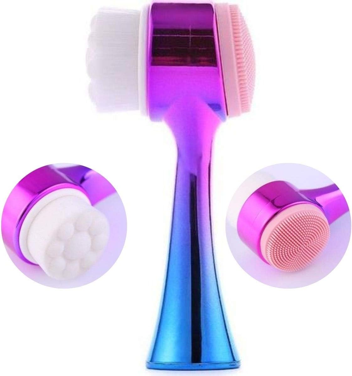 ® Çift İşlevli Renkli Cilt Yüz Temizleme Fırçası Peeling Masaj Etkili Gözenek Temizleyici Alet