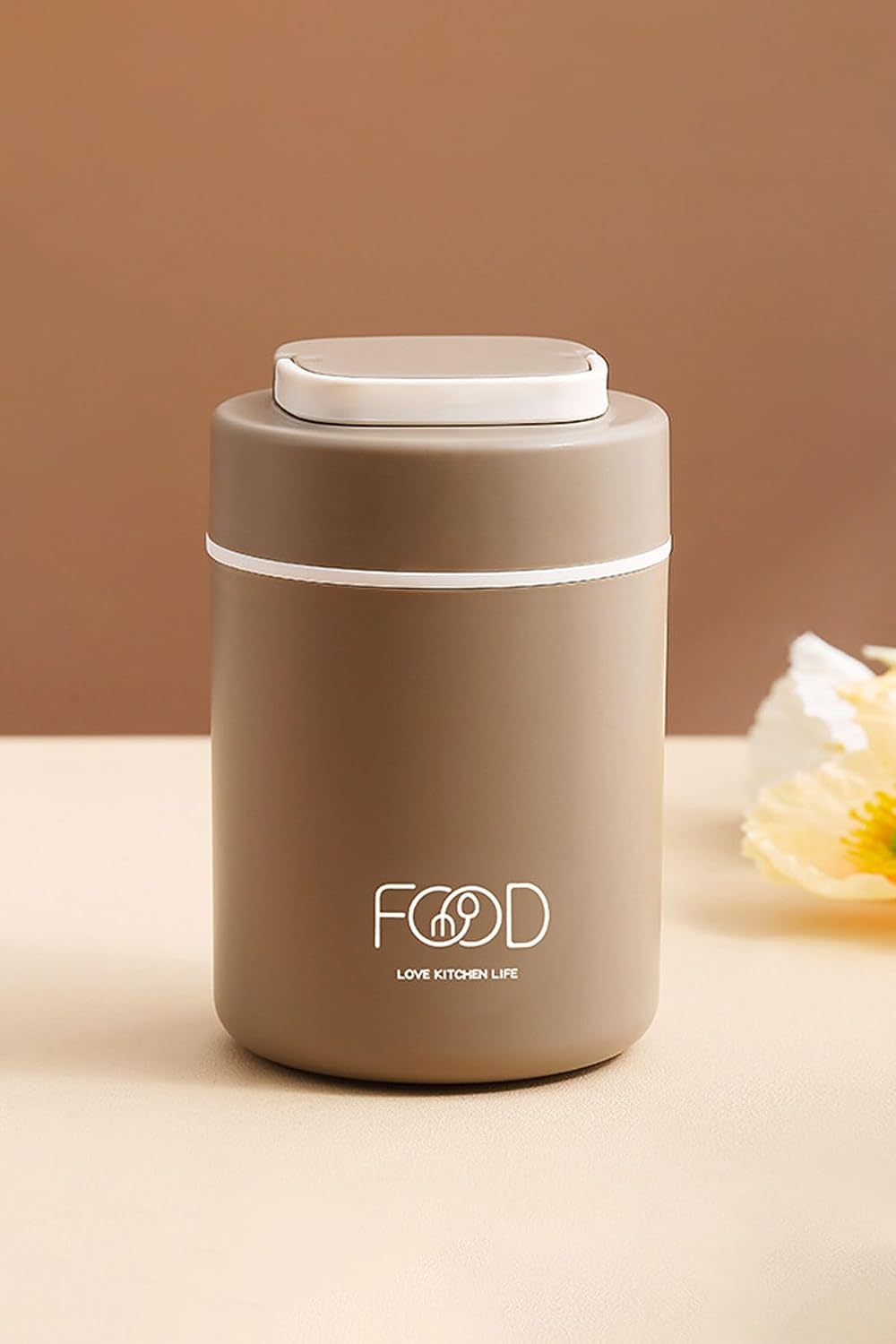 304 Çelik Kahverengi 520 ml Yemek Mama Saklama Kabı (SICAK TUTMAZ) cin418khv