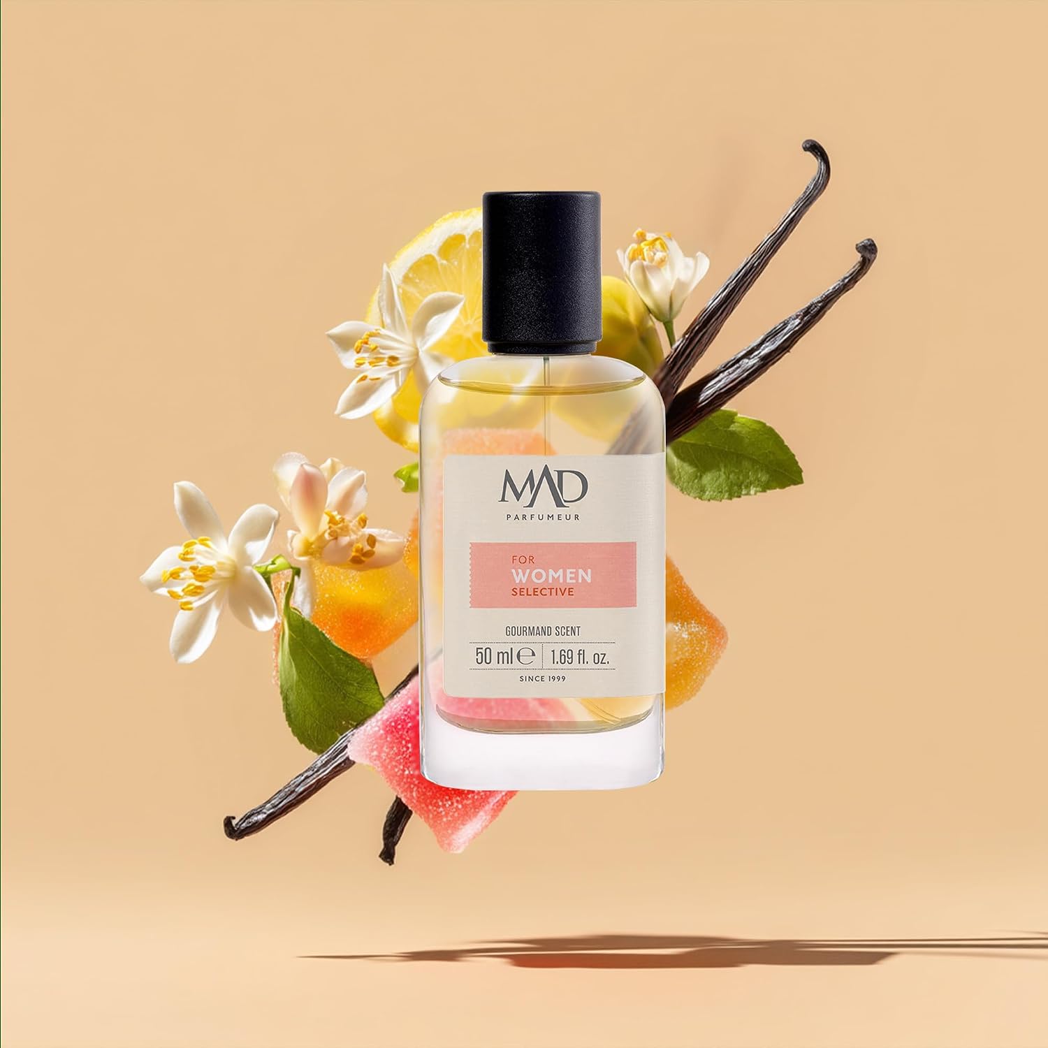 Mad D117 Eau de Parfum (EDP) 50 ml Kadın Parfüm – Şekerlenmiş Meyve, Portakal Çiçeği ve Vanilya ile Tatlı ve Kalıcı