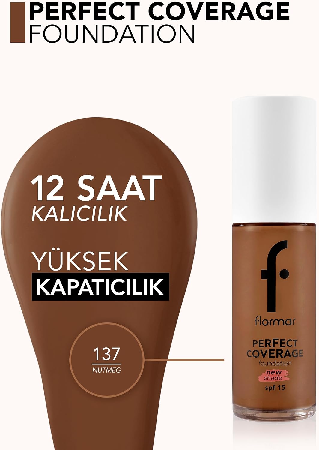 Perfect Coverage Yoğun Kapatıcı Su Bazlı Fondöten (Sıcak Alt Ton) -137 Nutmeg-8682536070676