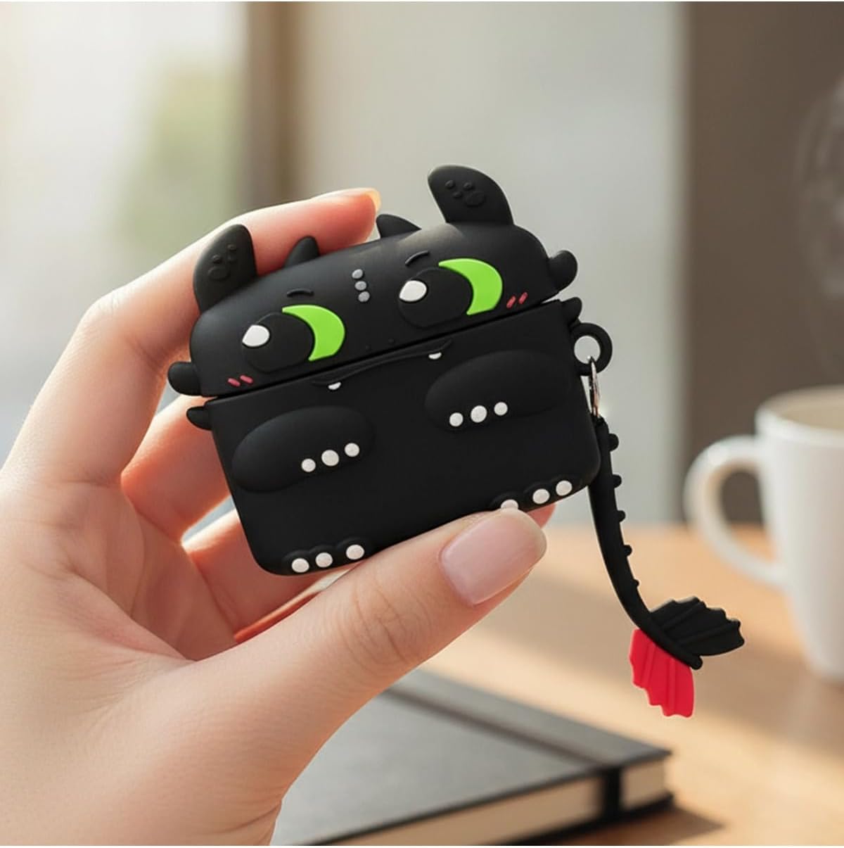 CaseOnn Kılıf Karakter Figürlü Dişsiz Toothles Siyah FreeBuds Pro 4 ile uyumlu