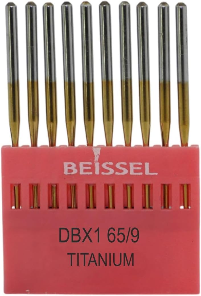 DBx1 Sanayi Tipi Düz makine İnce dipli iğne 9/65 Numara Altın SES uçlu 10 Adet (1 Paket)