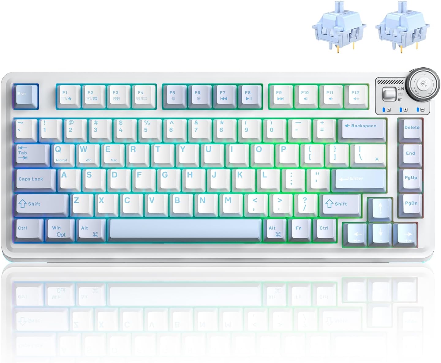 Aula AU75 3 Modlu RGB Hot Swap Mekanik TKL Star Vector Switch Kablosuz Makrolu Klavye Buz Mavisi
