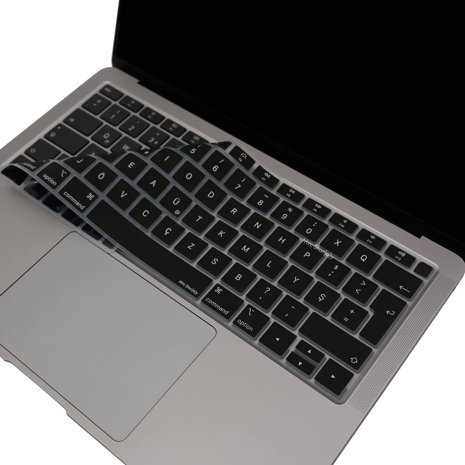 MacBook Air 13 Retina Türkçe F Klavye Koruyucu A1932 A2179 A2337 M1 | 2018-2020 Uyumlu Silikon Keyboard Cover Touch ID Siyah Siyah