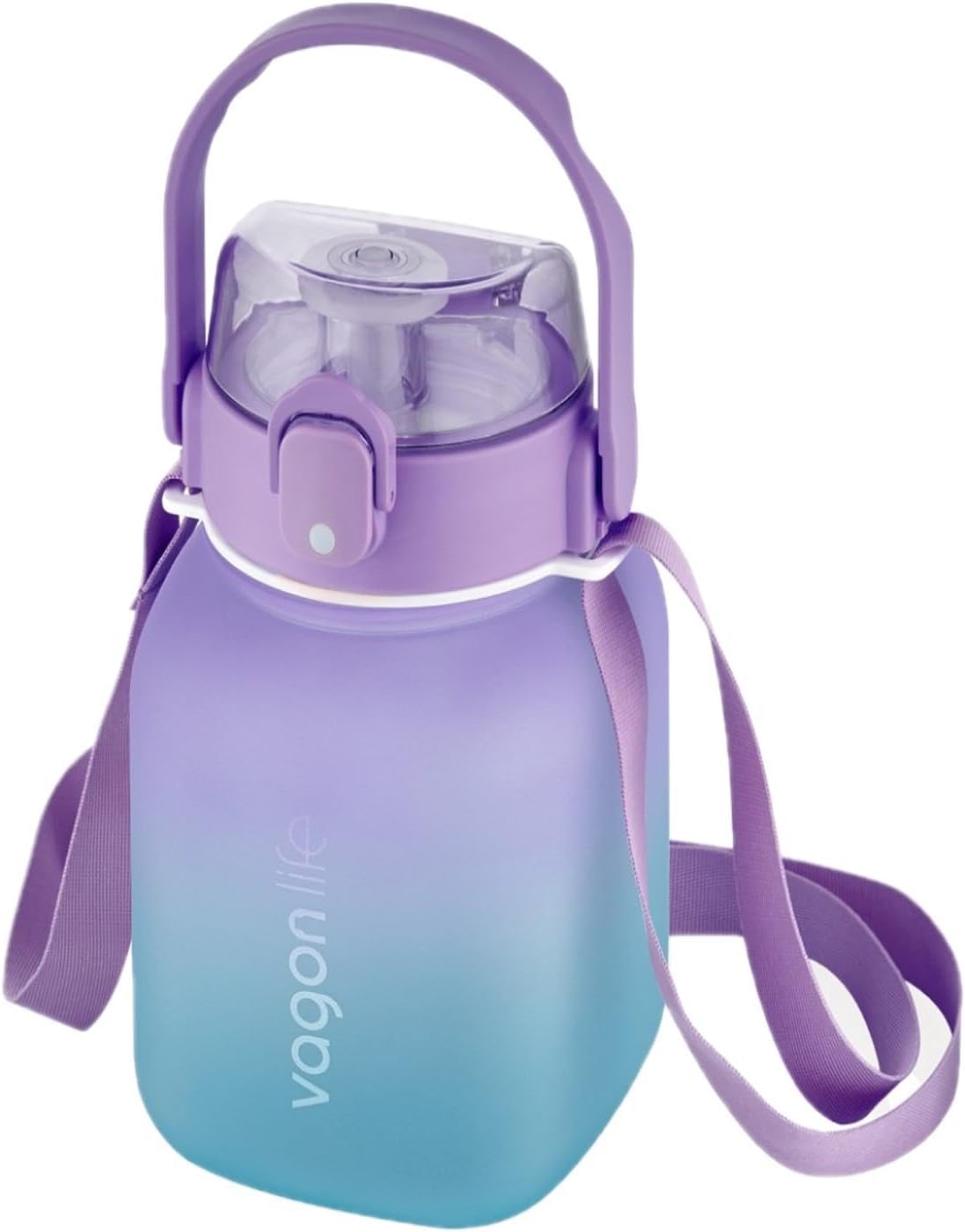Vagonlife 1100ml Çocuk ASKILI Pipetli/Pipetsiz Kullanım Çift Renk SoftTouch Motivasyon Matarası Çıkartma Hediyeli