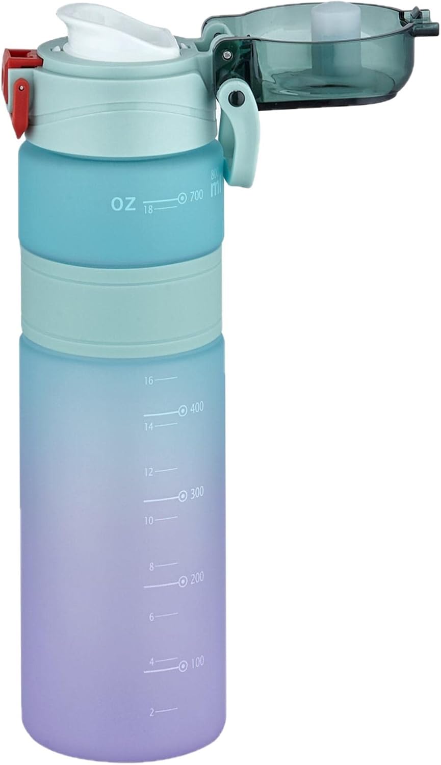 Vagonlife Çift Renk 800ml Kaydırmaz Silikon Gövde Rahat İçim-Pipetsiz- Motivasyon Su Matarası