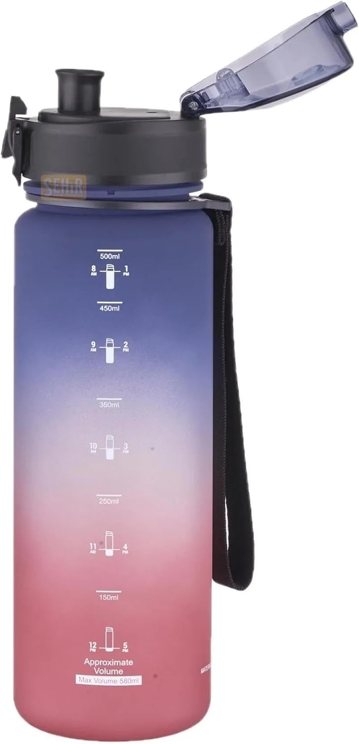 Uzspace 500ml Soft Touch Çift Renk Motivasyon Tritan Su Matarası (Lacivert-Kırmızı)