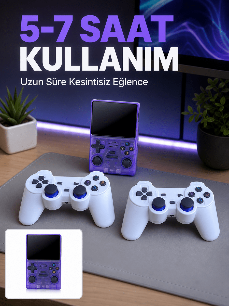 3.5 İnç IPS Ekranlı Çift Kablosuz Kollu Taşınabilir Retro Oyun Konsolu