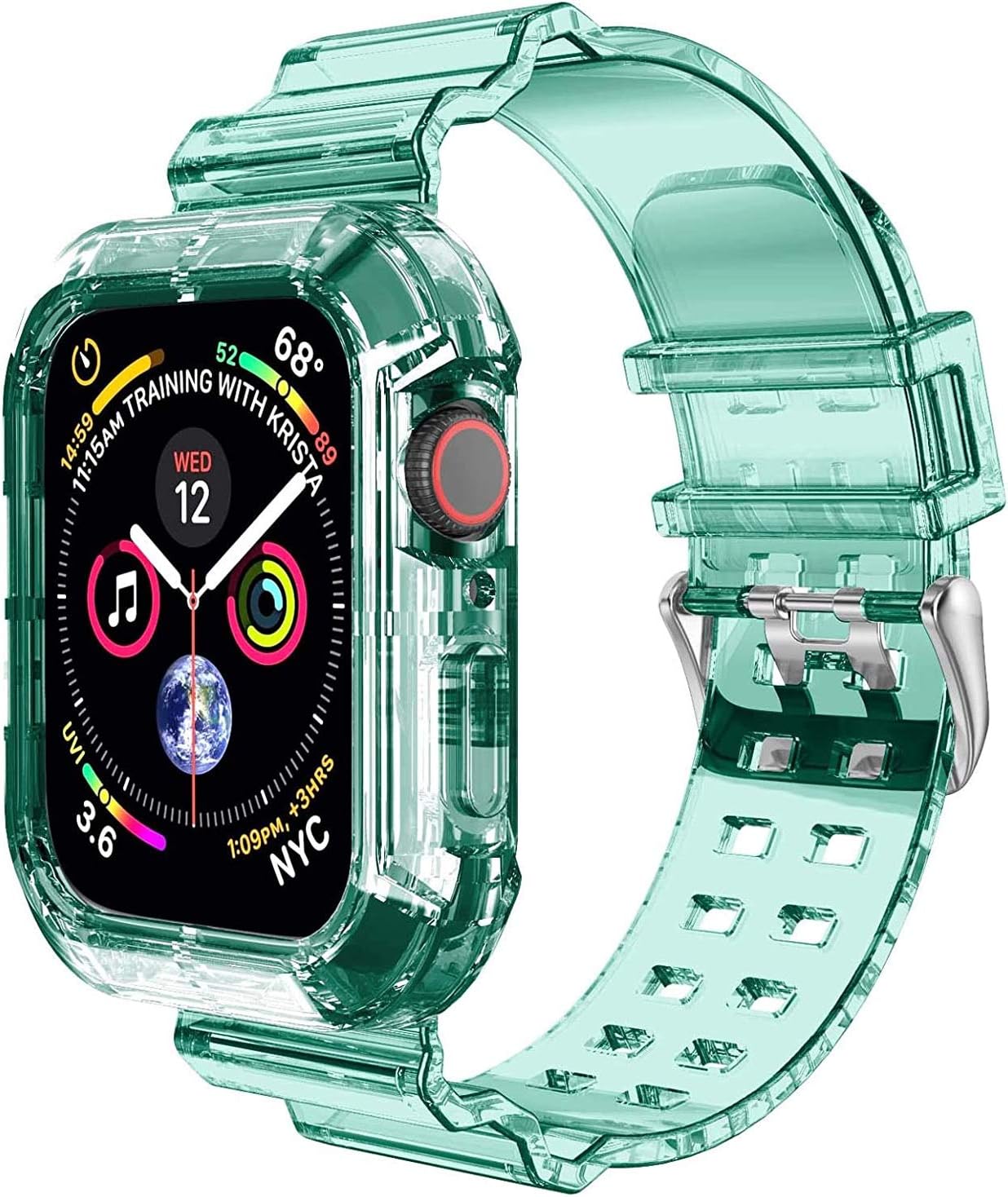 Apple Watch Series 3 38mm için Kordon Transparent Clear Band Yeşil