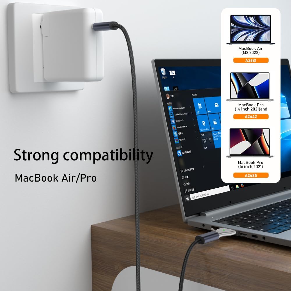 Type-C - MagSafe 3 ile Uyumlu Manyetik Şarj Adaptörü Çevirici 140W Hızlı Şarj Desteği, LED Göstergeli Gümüş SFU-3