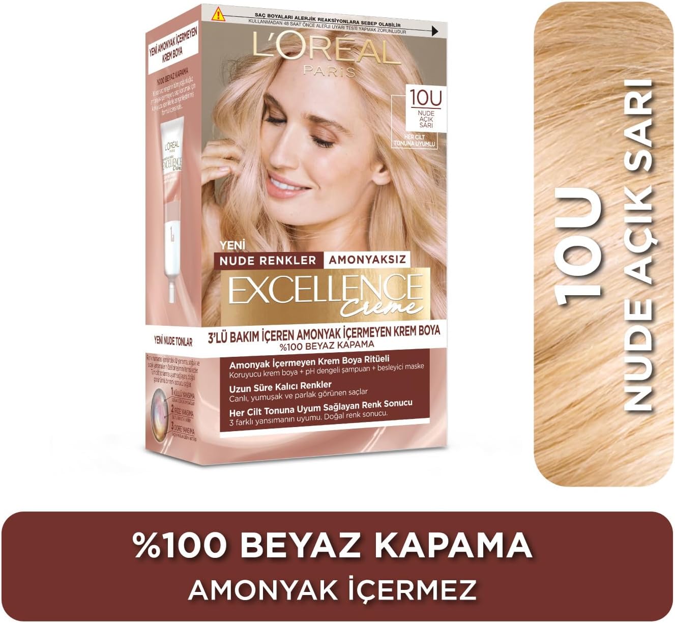 Excellence Creme Nude Renkler Saç Boyası - 10U Nude Açık Sarı