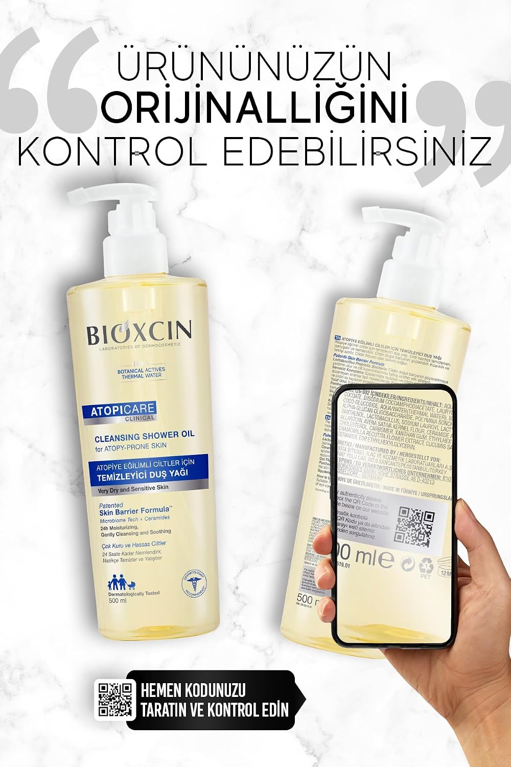Atopicare Temizleyici Duş Yağı 500 ml – Atopiye Eğilimli Kuru Ciltler İçin, Seramid Kompleksli, Prebiyotik ve Pantenol İçerikli