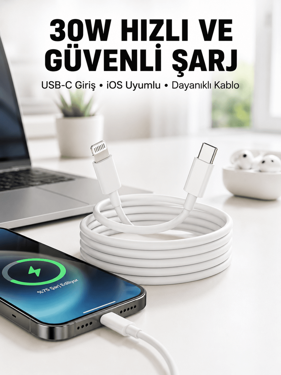 İOS Uyumlu 8 X Xs Xr 11 12 13 14/Pro Max Mini Plus Şarj Kablosu Yeni Nesil