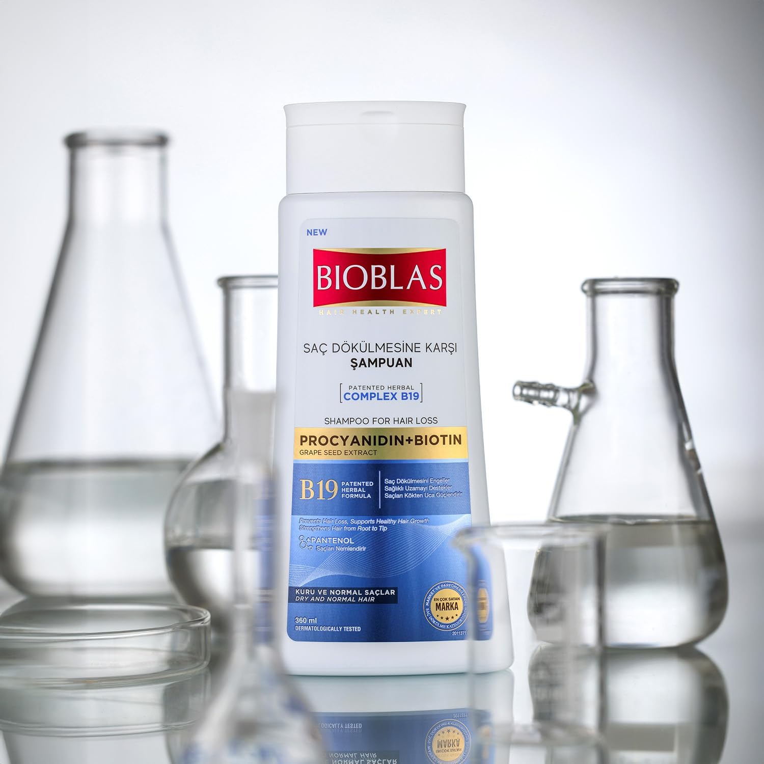 Procyanidin & Biotin Saç Dökülmesine Karşı Anti-Stres Şampuan – Bitkisel Kompleks B19, Parabensiz, Tüm Saç Tipleri, 360 ml