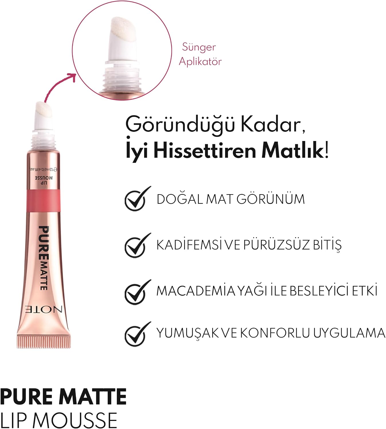 Pure Matte Lip Mousse 40 Rosewood Kadifemsi Mat Likit Ruj - Pembe