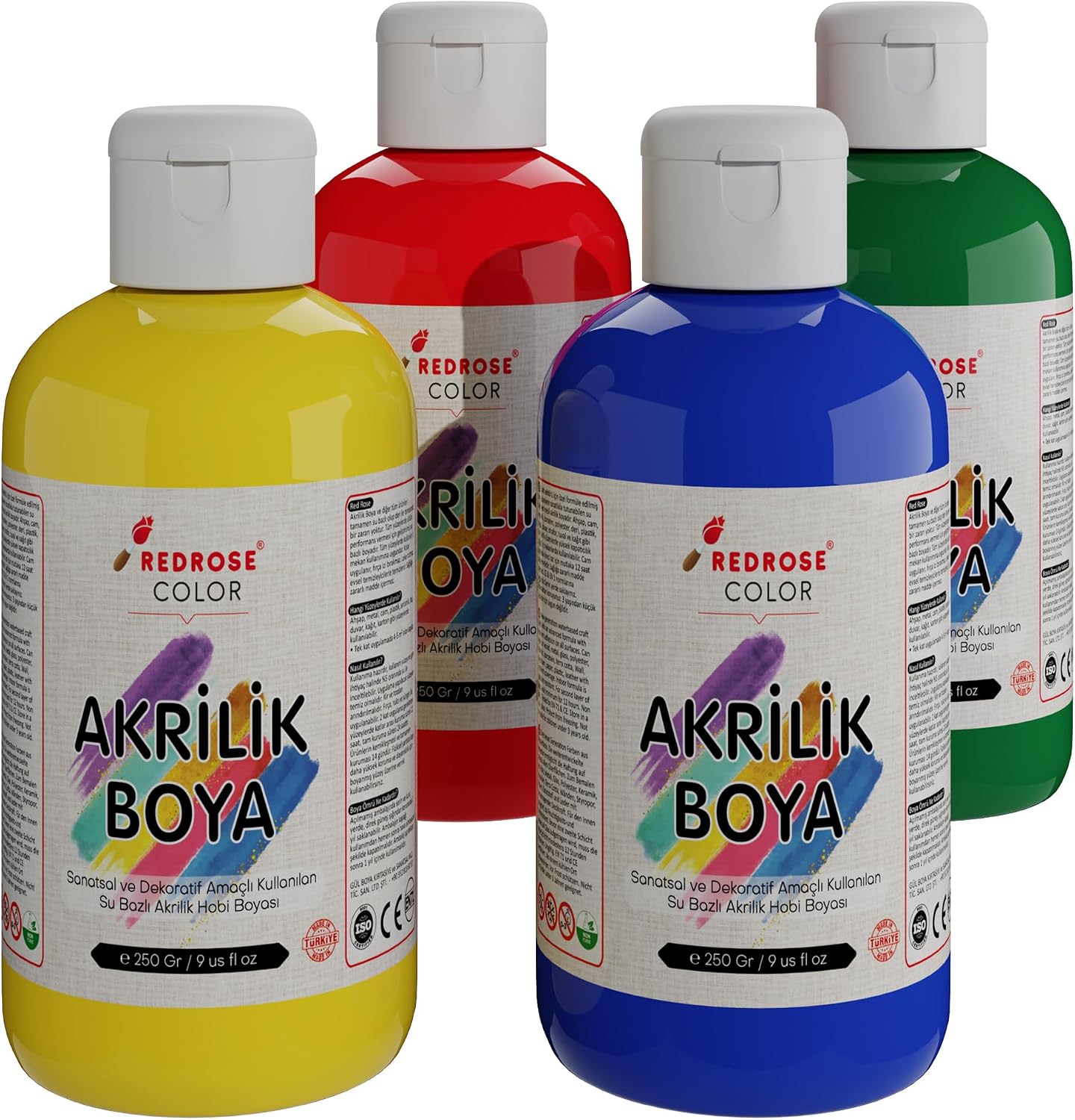 Ana Renkler Akrilik Boya 4'lü Set 4x250gr
