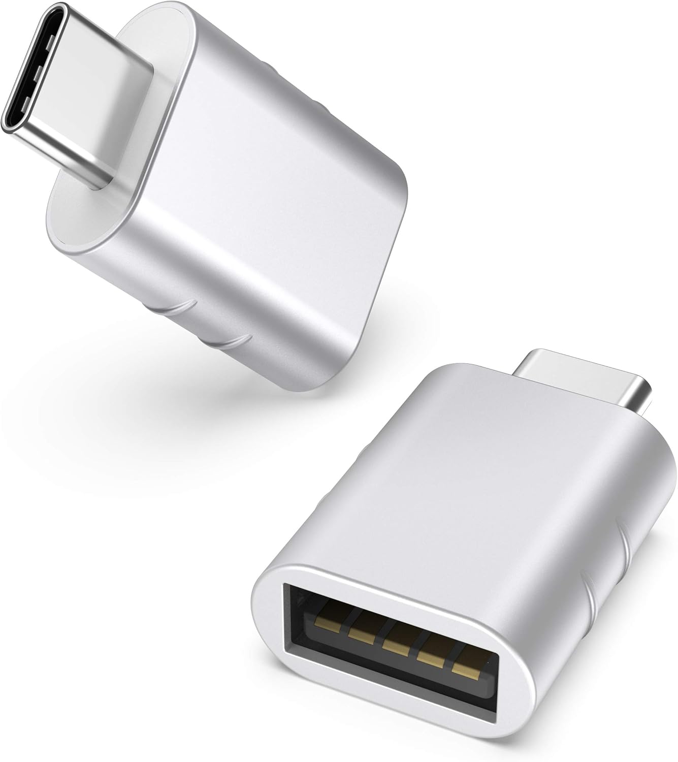USB C Adaptör USB 3.0 (2 adet) OTG USB Tip C Adaptör Thunderbolt 4/3 - USB3 iPhone 15 Pro Max MacBook Pro Air 2021 iPad Mini Pro Surface Pro Galaxy Huawei ve daha fazlası ile uyumlu, gümüş