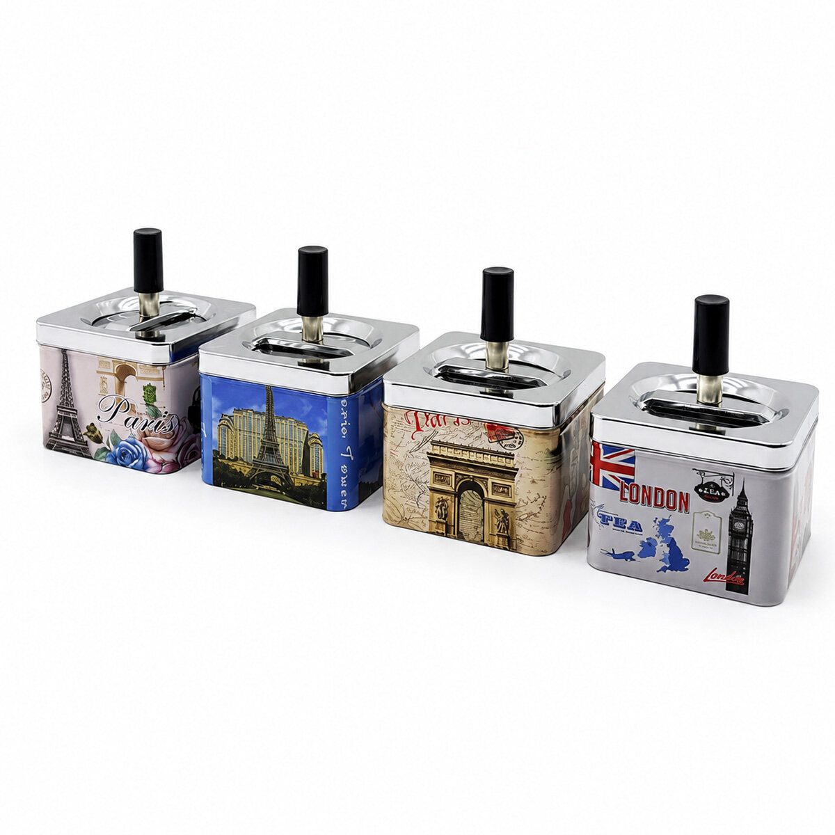 12 Adet Ashtray Kare - Basmalı Metal Küllük
