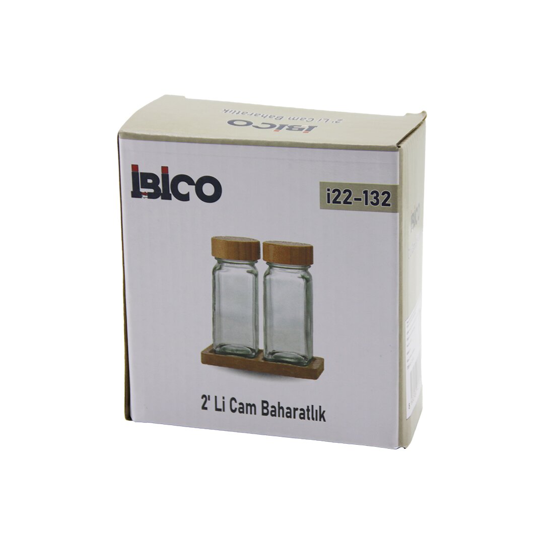 2PCS Bambu Kapaklı Cam Tuzluk - Biberlik - Baharatlık 120ML