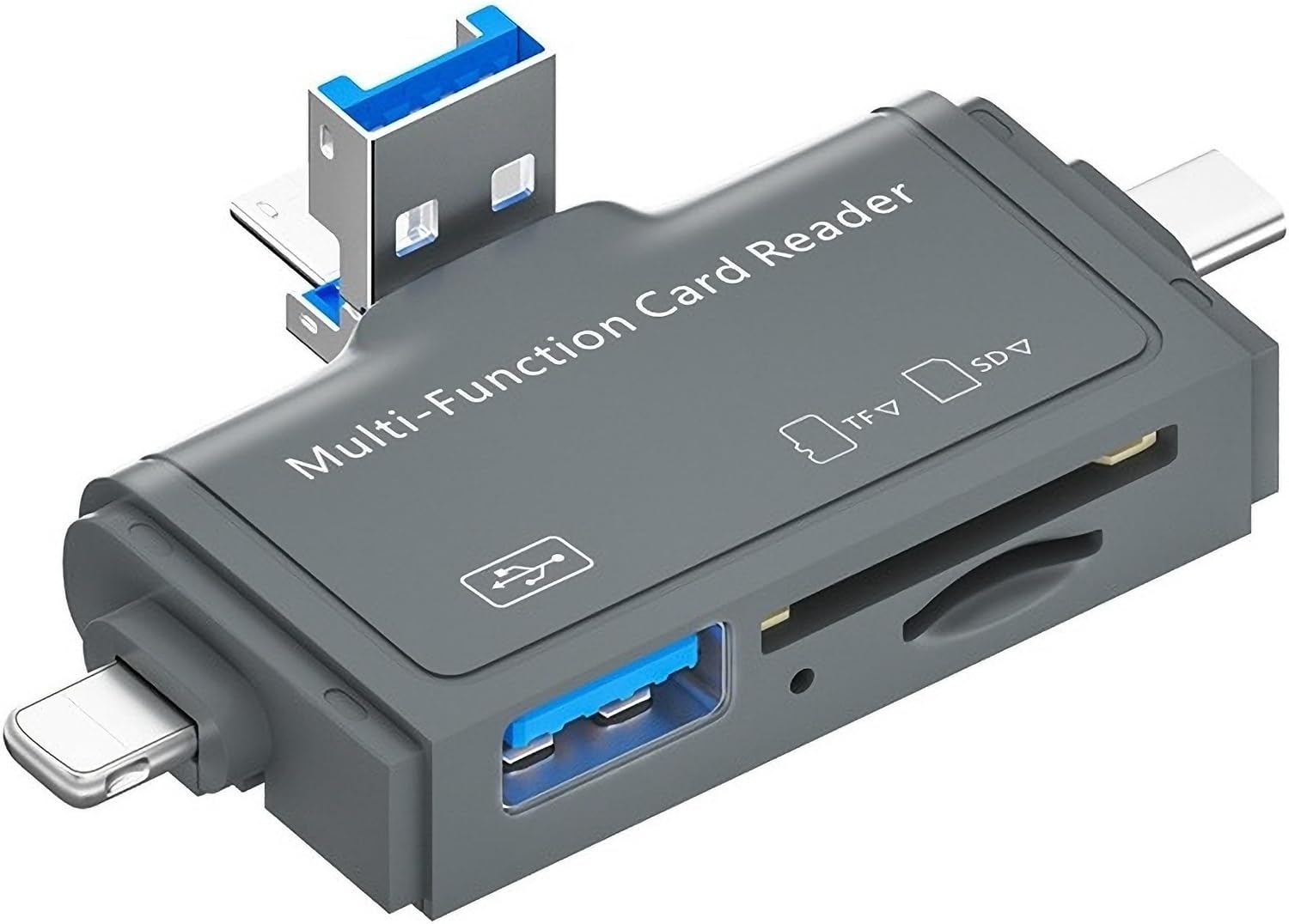 Alüminyum OTG USB C Kart Okuyucu | iPhone Lightning ve iPad ile uyumlu, Type-C girişli SD TF Multi Card Reader, SYD-A1C