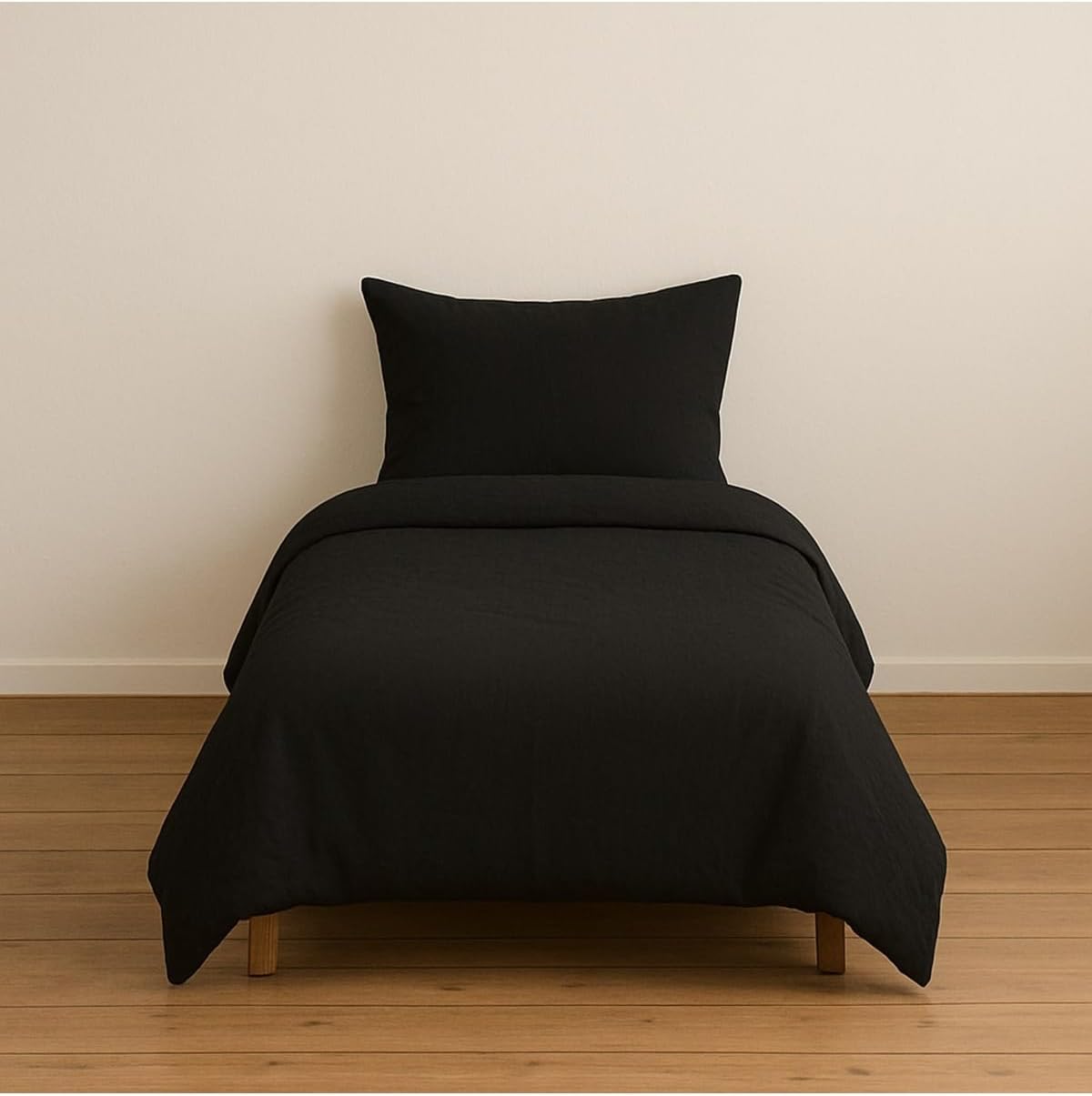 Tek Kişilik Nevresim Takımı, 160 x 230 cm, Siyah, 1 Yastık Kılıfı Dahil