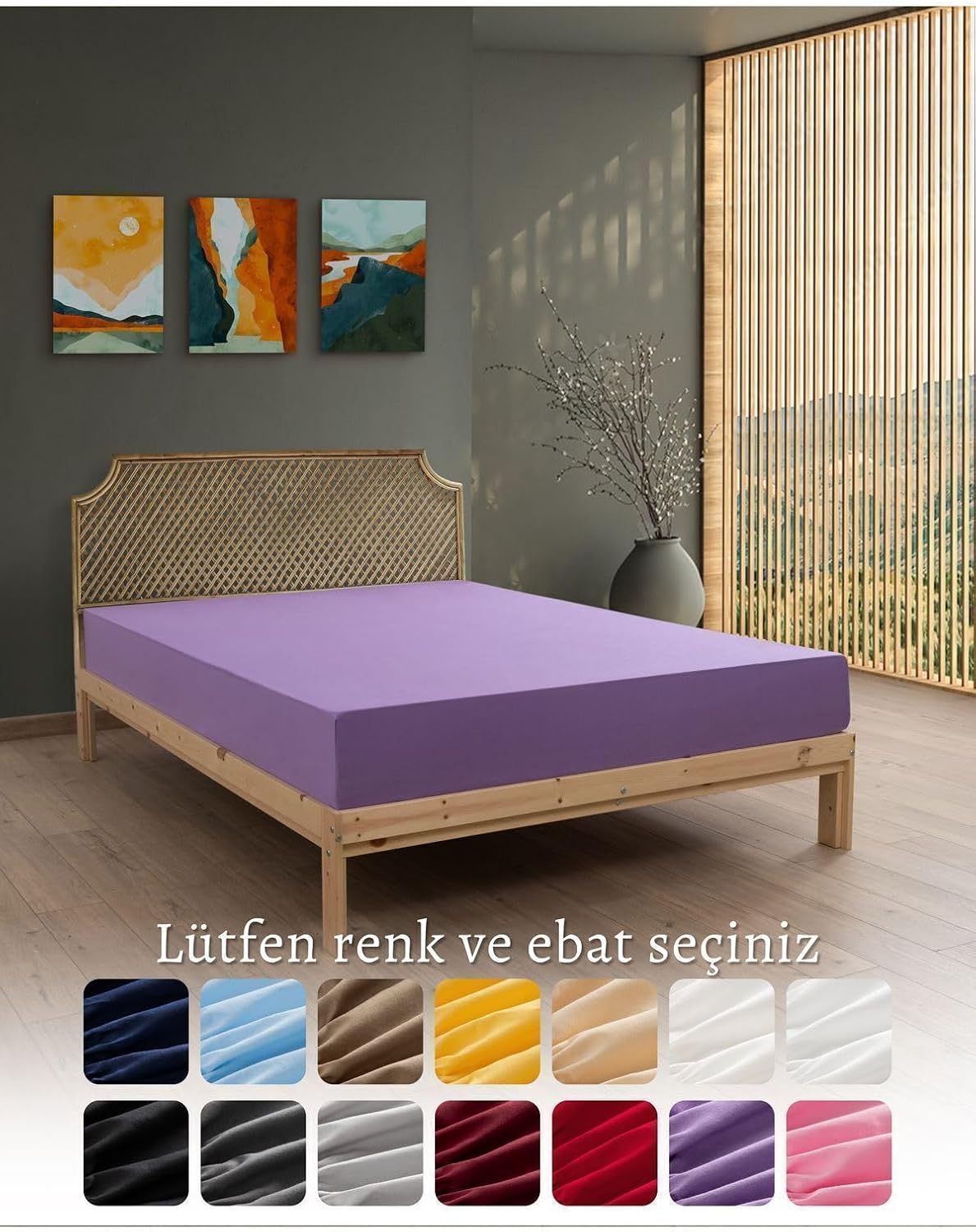 Lila Renkli%100 Pamuklu Penye Kumaşından Tek/çift Kişilik Lastikli Çarşaf (7 Farklı Ebat) Lila Çift Kişilik 90 x 190