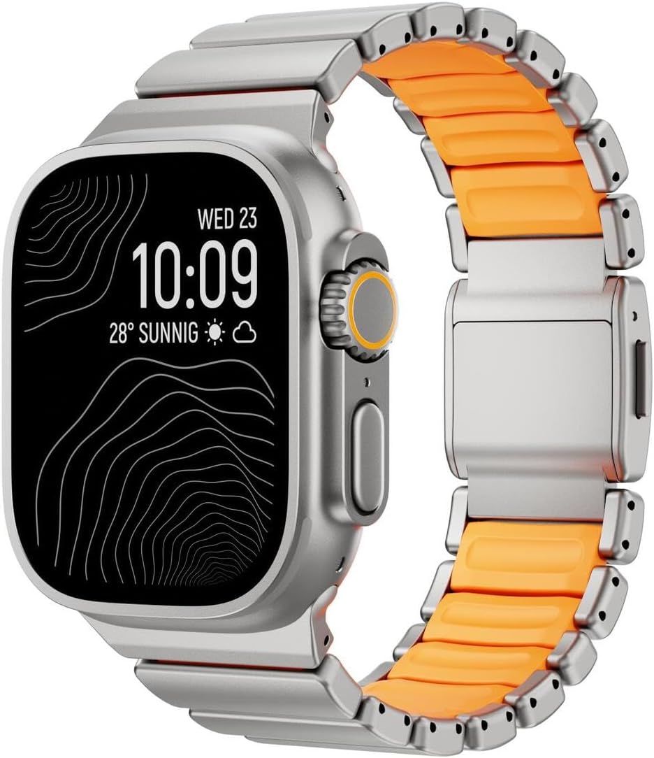 Apple Watch Ultra 2 3 49 mm ile Uyumlu Titanyum Kordon Silikon İç Yüzey Hafif Premium Kayış