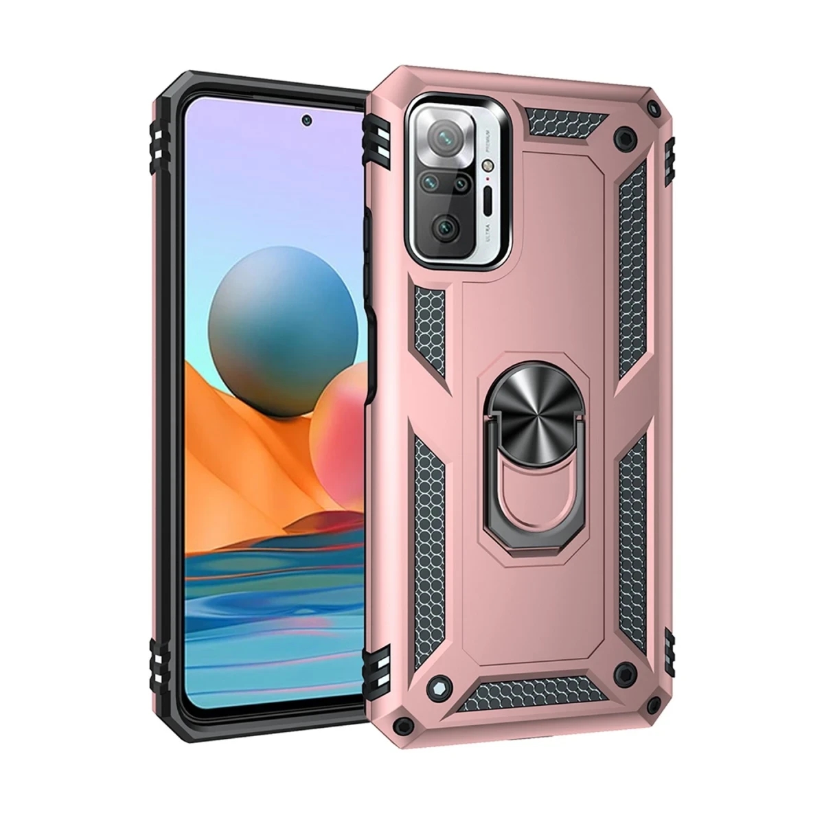 Xiaomi Redmi Note 10 Pro Kılıf Sofya Yüzüklü Silikon Kapak - Rose