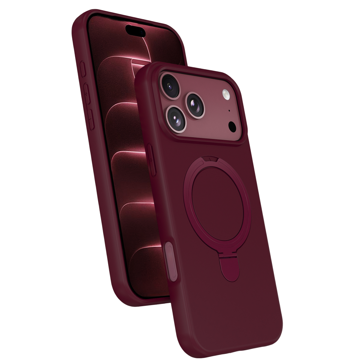 Apple iPhone 18 Pro Regal Magsafe Standlı Kapak - Bordo