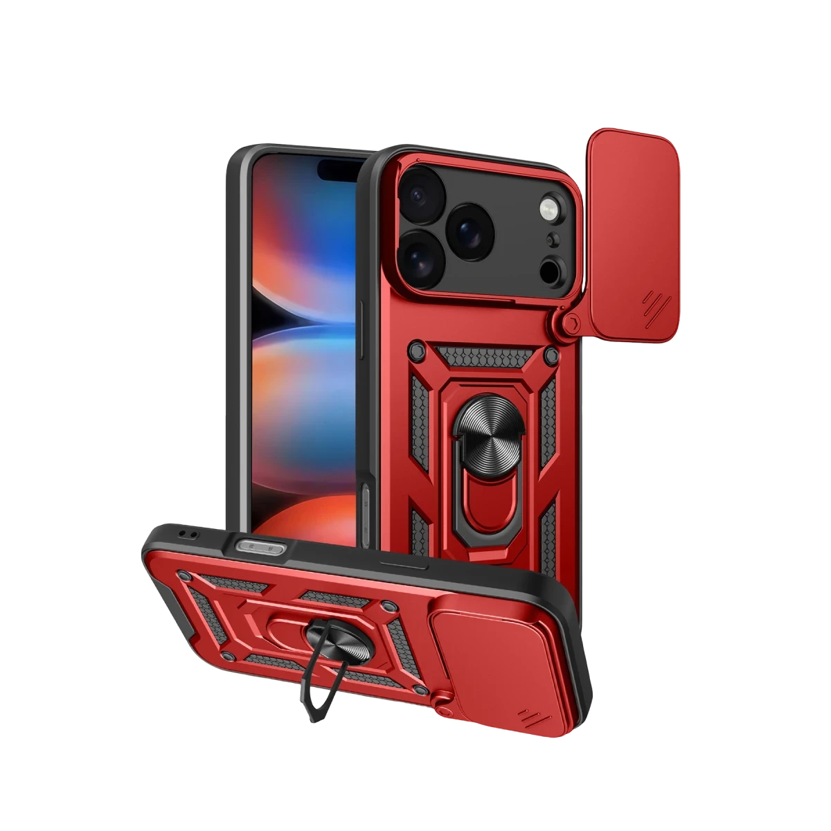 Apple iPhone 17 Pro Pars Lens Yüzüklü Silikon - Kırmızı