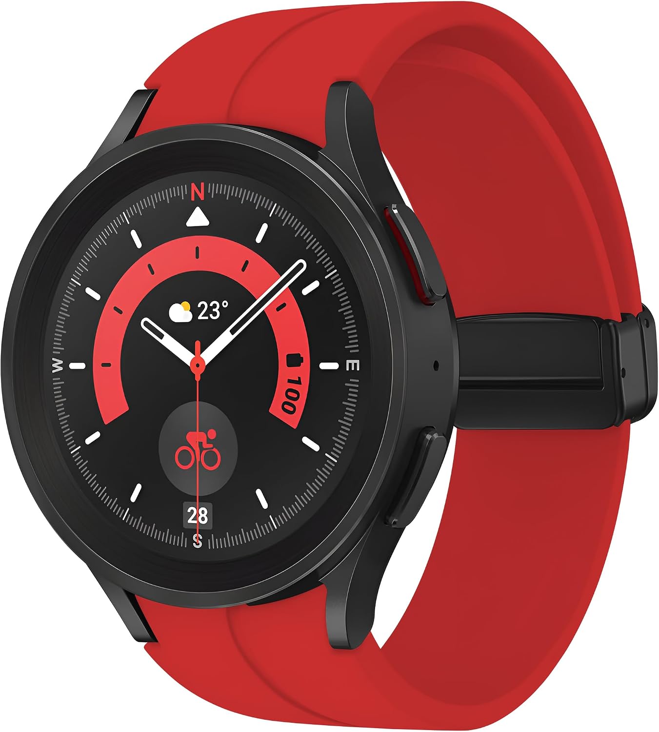 Galaxy Watch için 7/6/5/4/FE Serisi (40mm/44mm) Watch 6/4 Classic (43mm/42mm) Watch 5 Pro 45mm İçin Katlanabilir Manyetik Tokalı 20mm Kavisli Spor Silikon Kordon (Gri)