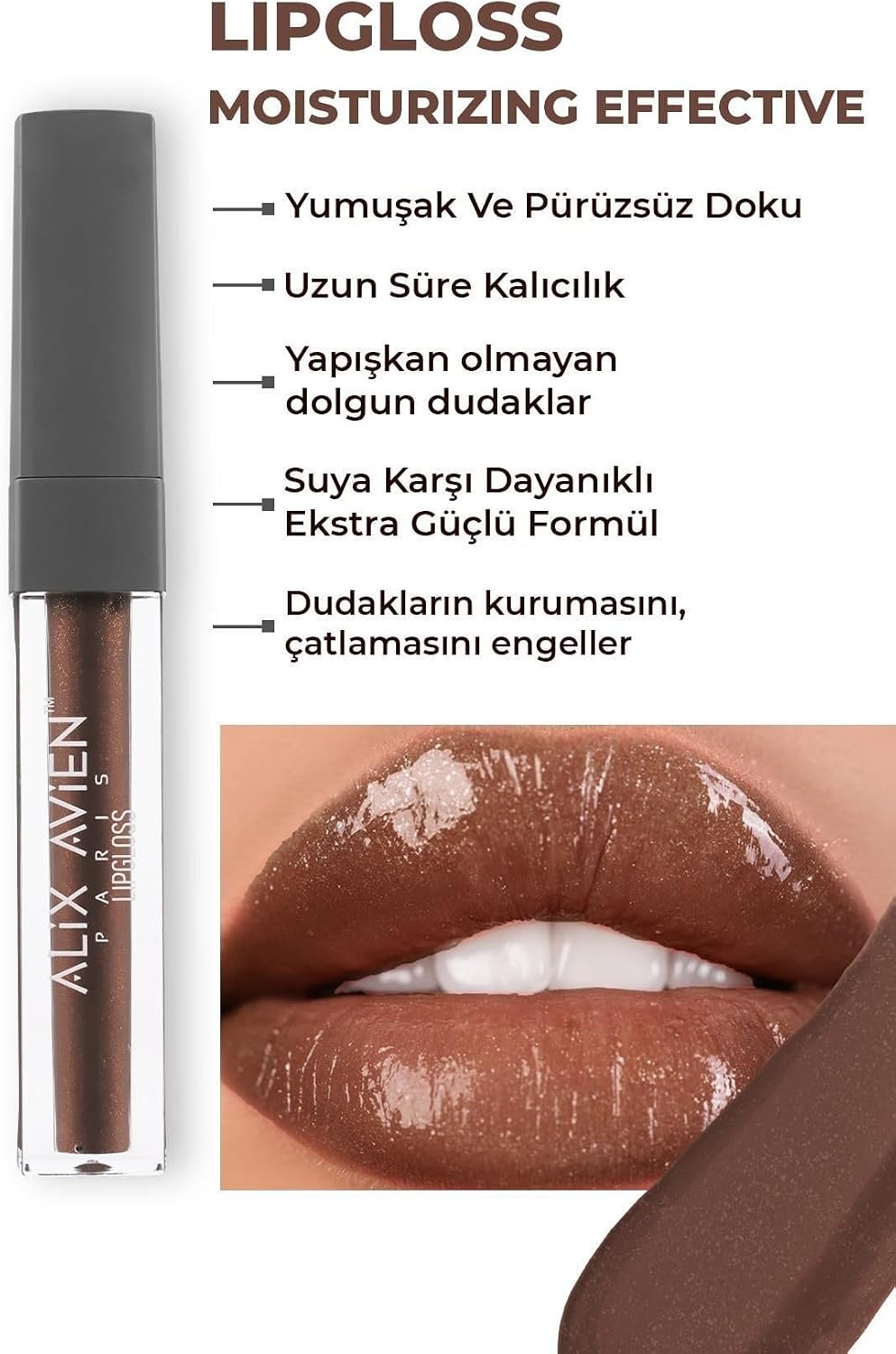 Uzun Süre Kalıcı Yapışkan His Bırakmayan Nemlendirici Dudak Parlatıcısı - Lipgloss 11 Chocolate Kiss
