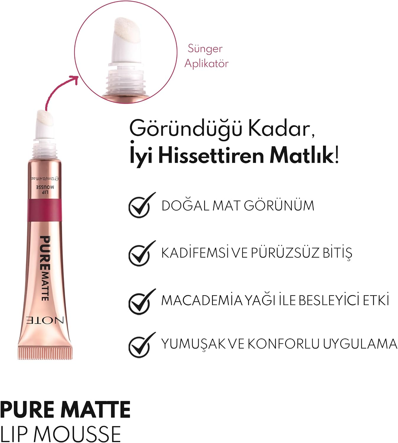 Pure Matte Lip Mousse 60 Wild Berry Kadifemsi Mat Likit Ruj - Bordo