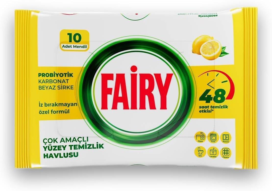 Çok Amaçlı Yüzey Temizlik Havlusu 10 Yaprak | Limon Yağlı | Beyaz Sirke & Karbonat