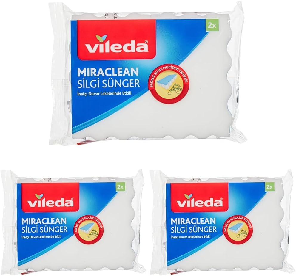 169072 Miraclean Silgi Sünger 2'li, Beyaz, Düz 3lü paket