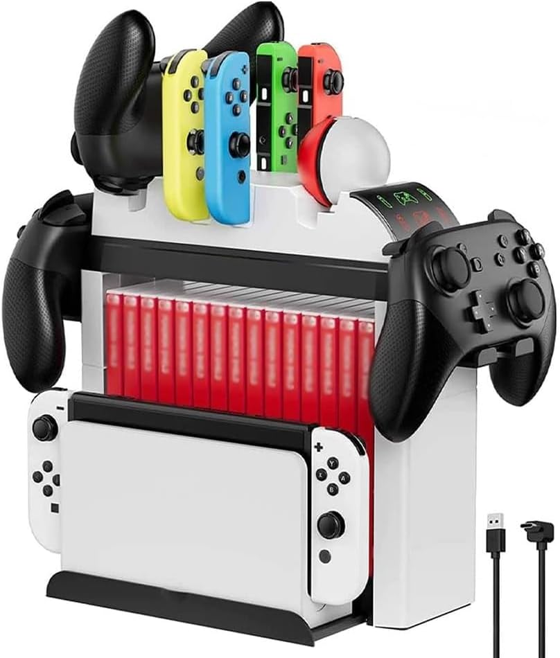 Nintendo İçin Organizatör Stand Şarj Cihazı Tutucu Şarj Unitesi OLED Switch Led Göstergeli TNS-2113