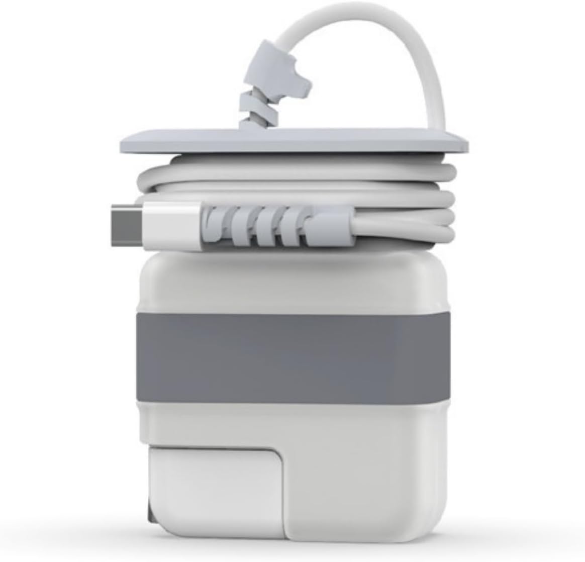 MacBook Şarj Aleti Kılıfı PVC Sert Kapak + Kablo Düzenleyici | 29W A1540, 30W A1882, 35W A2571 USB-C Uyumlu | Adaptör Koruyucu Gri