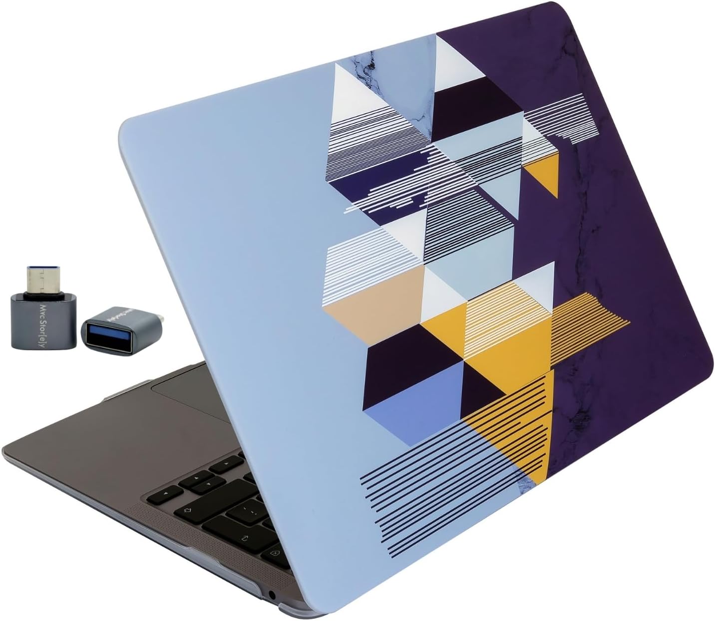 MacBook Air 13.6 İnç Geometrik Desenli Kılıf A2681 A3113 A3240 A3449 M2 M3 M4 M5 Uyumlu İnce Sert Kapak Hard Case Siyah